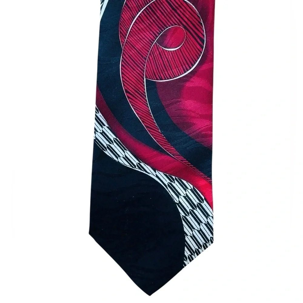 Pierre Balmain Paris Silk Statement Tie NWT Red Navy